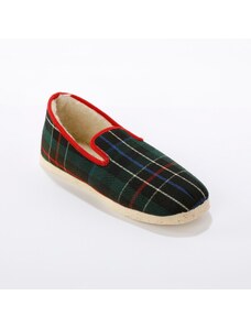 Blancheporte Kockované papuče s hrejivou podšívkou zelená/červená 040