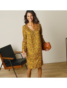 Blancheporte Rovné šaty s minimalistickým vzorom šafranová 052