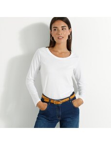 Blancheporte Jednofarebné tričko s dlhými rukávmi biela 050