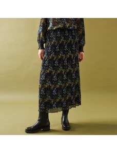 Blancheporte Plisovaná sukňa s potlačou kvetov z recyklovaného polyesteru, pre vysokú postavu nám.modrá/khaki 050
