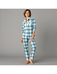 Blancheporte Flanelové pyžamo, kockované zelená jedľová 040
