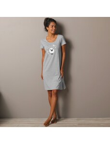 Blancheporte Nočná košeľa s krátkymi rukávmi s potlačou ovečky sivý melír 048