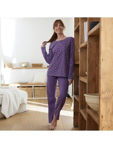 Blancheporte Pyžamo s dlhými rukávmi a potlačou kvetín fialová sivá 040