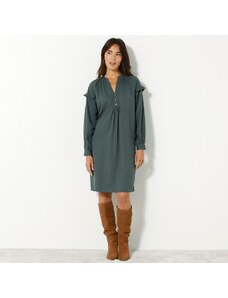 Blancheporte Jednofarebné rovné šaty z recyklovaného polyesteru khaki 042