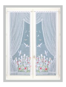 Blancheporte Rovná vitrážová záclona s motívom vtáčikov, pre garnižovú tyč, pár farebný potlač 063
