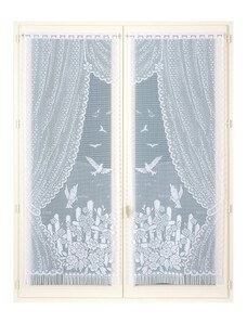 Blancheporte Rovná vitrážová záclona s motívom vtáčikov, pre garnižovú tyč, pár biela 063