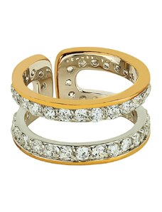 Blancheporte Nastaviteľný dvojitý prsteň s krištáľmi zlatá 000