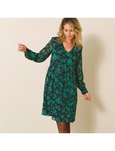 Blancheporte Voálové šaty s rastlinným vzorom čierna/zelená 038