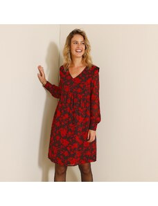 Blancheporte Voálové šaty s rastlinným vzorom čierna/červená 044