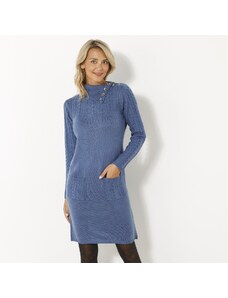 Blancheporte Pulóvrové šaty s vrkočovým vzorom modrosivá 044