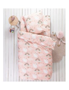 Blancheporte Detská posteľná bielizeň Labute s potlačou, pre 1 osobu, bavlna ružová 103