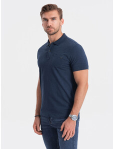 Ombre Clothing Pánske polo tričko s ozdobnými gombíkmi - tmavomodré V8 S1744