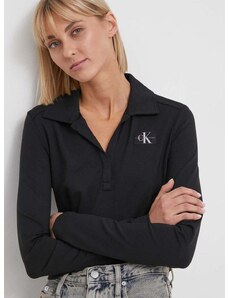 Tričko s dlhým rukávom Calvin Klein Jeans dámsky,čierna farba,J20J222556