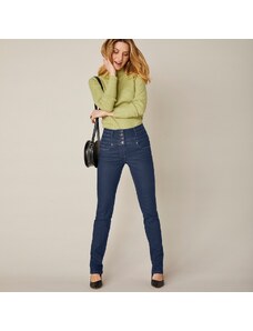 Blancheporte Rovné džínsy s vysokým pásom, 2 dĺžky na výber tmavomodrá 052