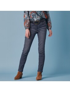Blancheporte Rovné džínsy s výšivkou motýľa sivá 044