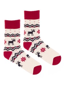 Fusakle Vlnené ponožky Vlnáč Nordic červený lem