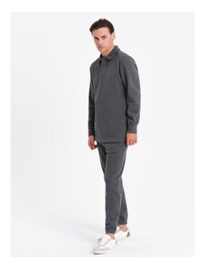 Ombre Clothing Pánska mikina s polo golierom + nohavice graphite melange