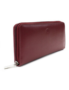 Arwel Vínovo červená dámska kožená zipsová peňaženka Gudmar