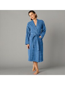 Blancheporte Jednofarebný župan s kimono golierom, pre dospelých modrá džínsová 036