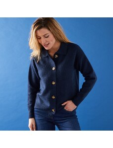 Blancheporte Zapínací sveter z recyklovaného polyesteru nám. modrá 048