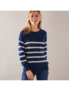 Blancheporte Pruhovaný rovný sveter, jahňacia vlna nám.modrá/ražná 048