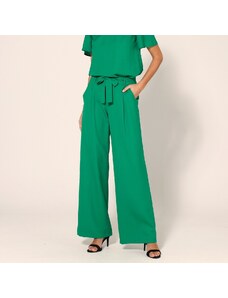 Blancheporte Široké jednofarebné nohavice zelená 036