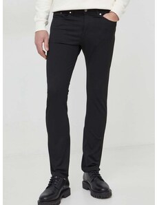 Nohavice Karl Lagerfeld pánske, čierna farba, rovné