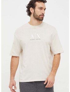 Bavlnené tričko Armani Exchange pánske, béžová farba, s potlačou, 3DZTAB ZJ3VZ