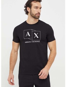 Bavlnené tričko Armani Exchange pánske, čierna farba, s potlačou, 3DZTAD ZJ9AZ