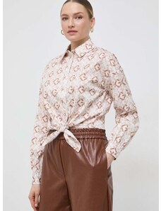 Košeľa Guess DEA dámska, béžová farba, voľný strih, s klasickým golierom, W4RH59 WE2Q0