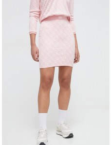 Sukňa Guess ružová farba, mini, rovný strih, V4RD05 KC2X2