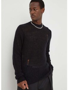 Vlnený sveter Won Hundred pánsky,čierna farba,tenký,2704-11081