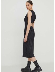 Šaty Tommy Jeans čierna farba,midi,áčkový strih,DW0DW17431