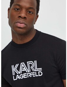 Bavlnené tričko Karl Lagerfeld pánsky, čierna farba, s nášivkou