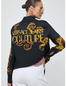 Košeľa Versace Jeans Couture dámska, čierna farba, regular, s klasickým golierom, 76HAL2P2 NS409