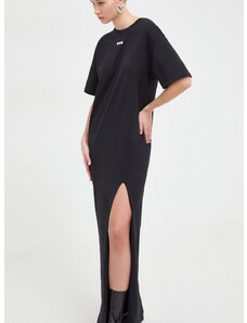 Bavlnené šaty MSGM čierna farba,maxi,oversize,3641MDA83.247002