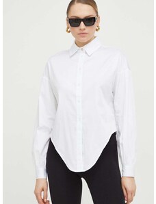 Košeľa Guess DEA dámska, biela farba, voľný strih, s klasickým golierom, W4RH59 WE2Q0