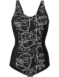 bonprix Jednodielne sťahovacie plavky z recyklovaného polyesteru, ľahký tvarujúci efekt, farba čierna, rozm. 48