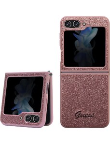 Guess PC/TPU Glitter Flakes Metal Kryt pre Samsung Galaxy Z Flip 5, Ružový