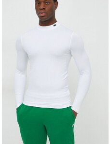 Tričko s dlhým rukávom Lacoste pánsky, biela farba, jednofarebný