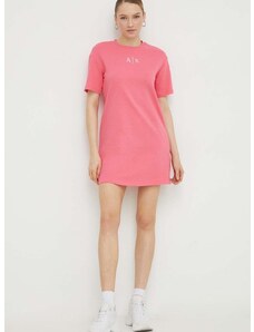 Bavlnené šaty Armani Exchange ružová farba, mini, oversize, 3DYA89 YJFHZ