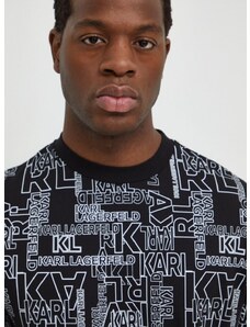 Bavlnené tričko Karl Lagerfeld pánsky,čierna farba,vzorovaný,541224.755060