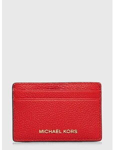Kožené puzdro na karty MICHAEL Michael Kors červená farba