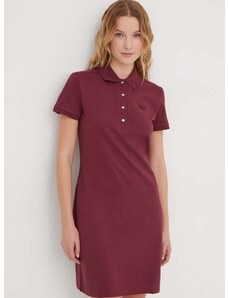 Šaty Lacoste bordová farba, mini, rovný strih