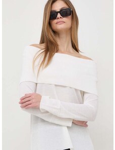 Vlnený sveter Max Mara Leisure dámsky, biela farba, tenký, 2416361037600