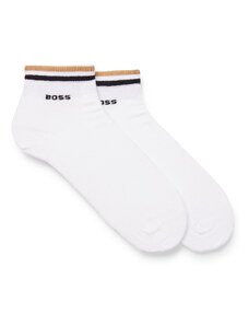 BOSS - 2PACK biele pánske quarter ponožky s logom BOSS
