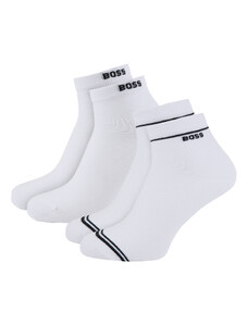 BOSS - 2PACK pánske quarter ponožky s logom BOSS biele