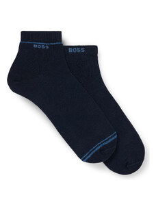 BOSS - 2PACK pánske quarter ponožky s logom BOSS tmavomodré