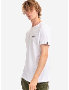 Bavlnené tričko Alpha Industries Backprint T 128507.09-white, biela farba, s potlačou, 128507 09
