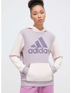 Mikina adidas dámska, fialová farba, s kapucňou, s potlačou, IR9340